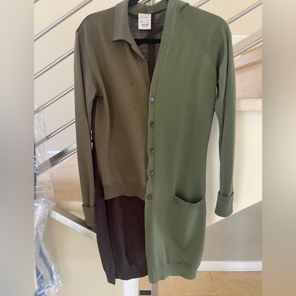 VINTAGE MOSCHINO VERY RARE Two-Tone Green and Brown Cardigan